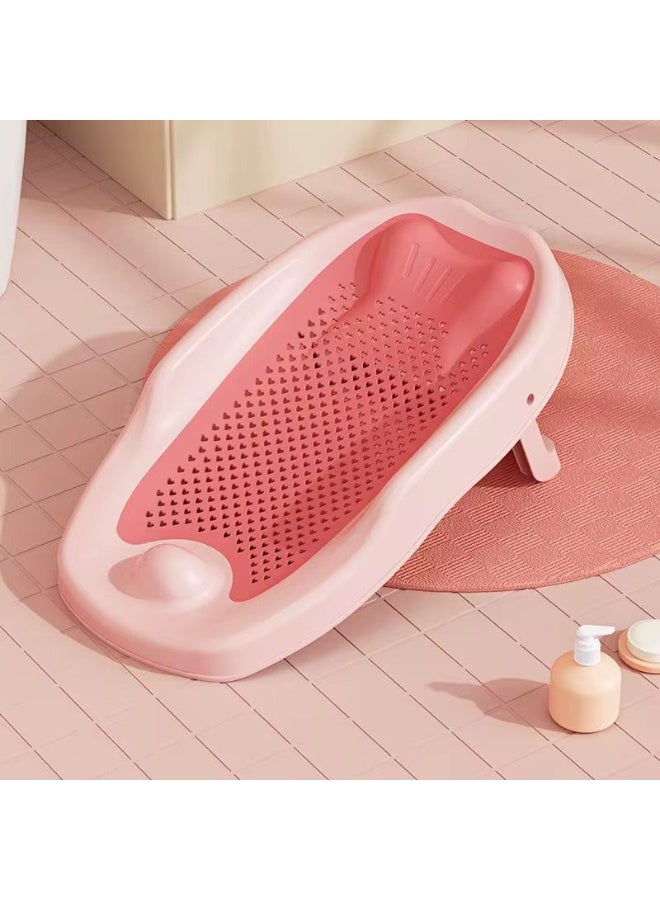 Baby Foldable Bath Tub Seat, Baby Bath Support, Newborn Bathtub Chair for 0-12 Months, Foldable Infant Bathtub Shower Seat with Drain Holes (PINK) - Image 1